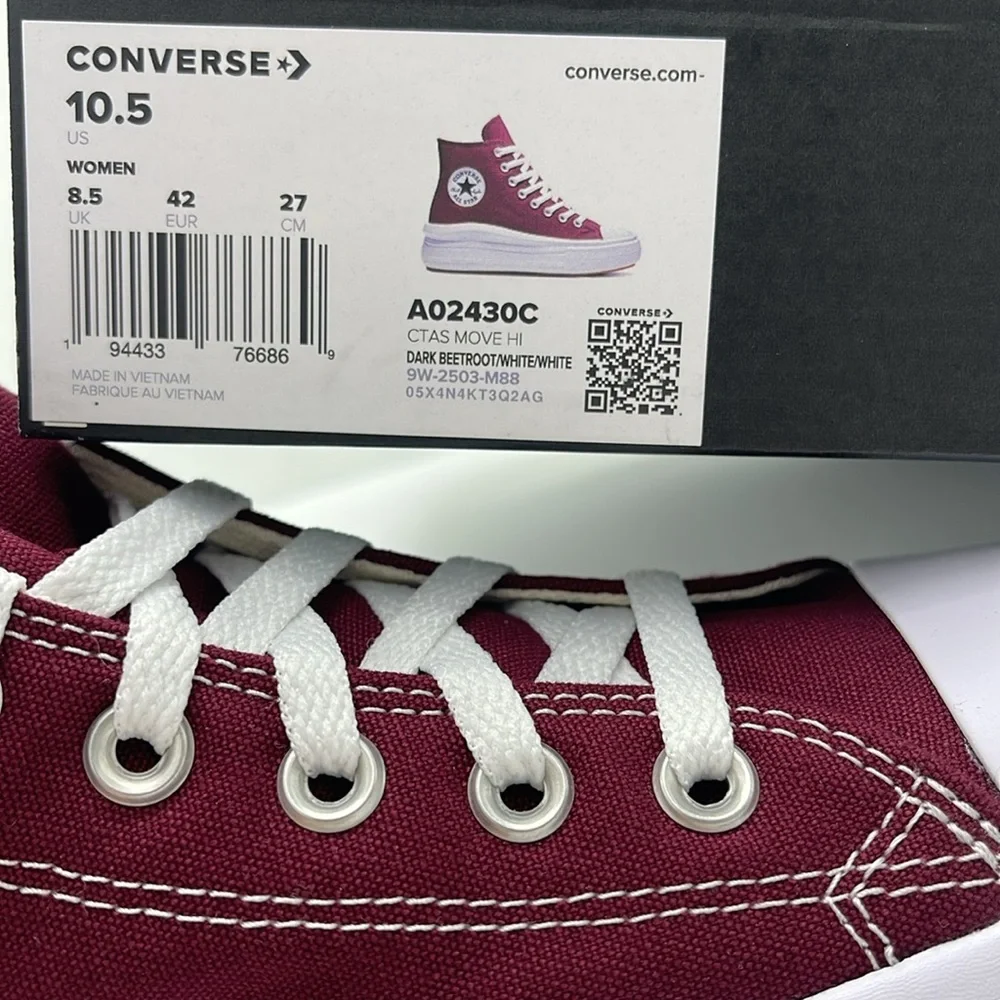 Converse WMNS High-Top Platform Sneakers A02430C CTAS MOVE HI
DARK BEETROOT/WHIT - Picture 16 of 16